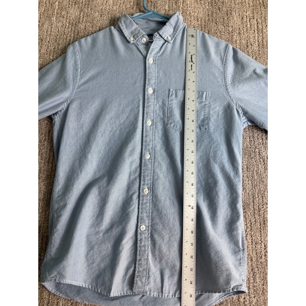 Express Slim Soft Wash Shirt Mens Small Light Blue Oxford Button Down LS